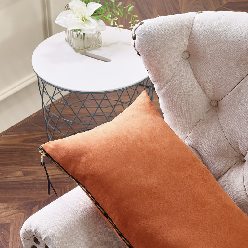 Suede Reversible Pillow Cover, Rust
