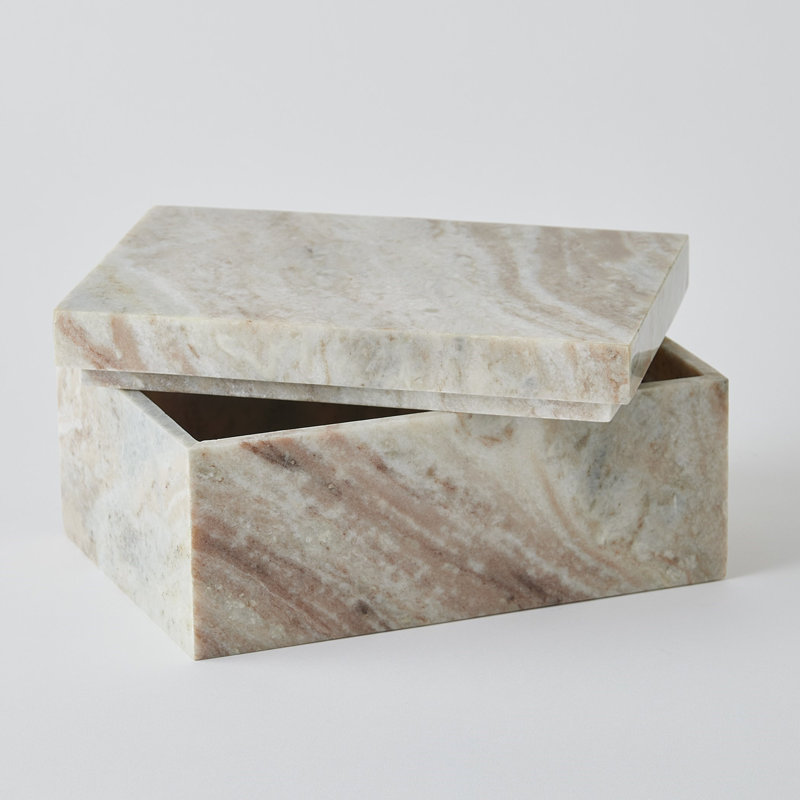 Handmade Marble Decorative Box, 4.75" H x 10" W x 7" D