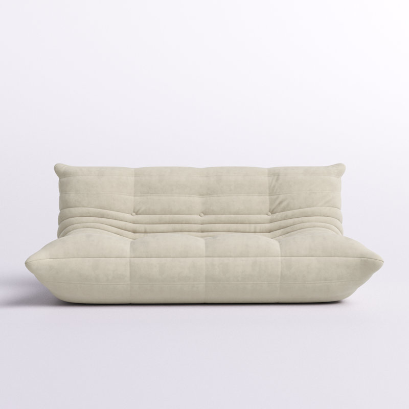 Blanchette 28.33" H Microfiber 3-Seat Bean Bag Sofa, Beige Microfiber/Microsuede