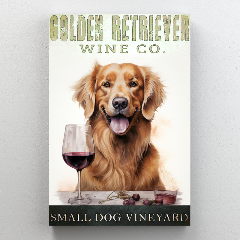 Impression sur toile, Golden Retriever Wine Co, H 36 po x l 24 po x P 1,25 po