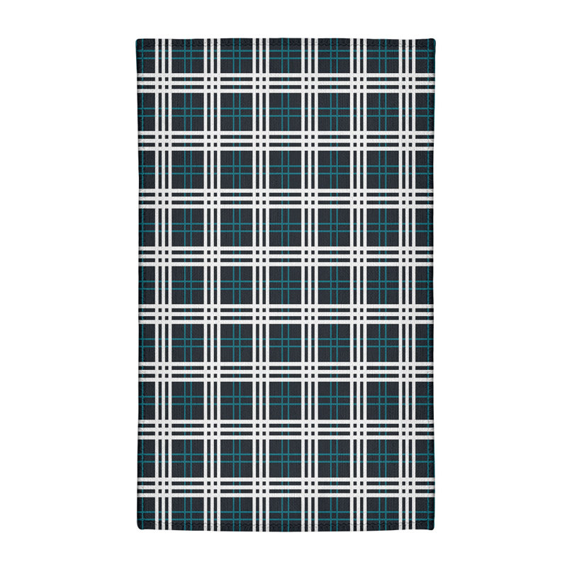 Plaid Black Area Rug, Rectangle 5' x 7'