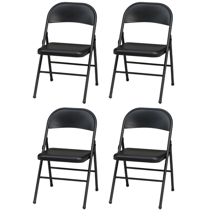 Red Barrel Studio® Sudden Comfort All Steel Folding Chair Set, Chicory Frame (Set of 4), Black Lace