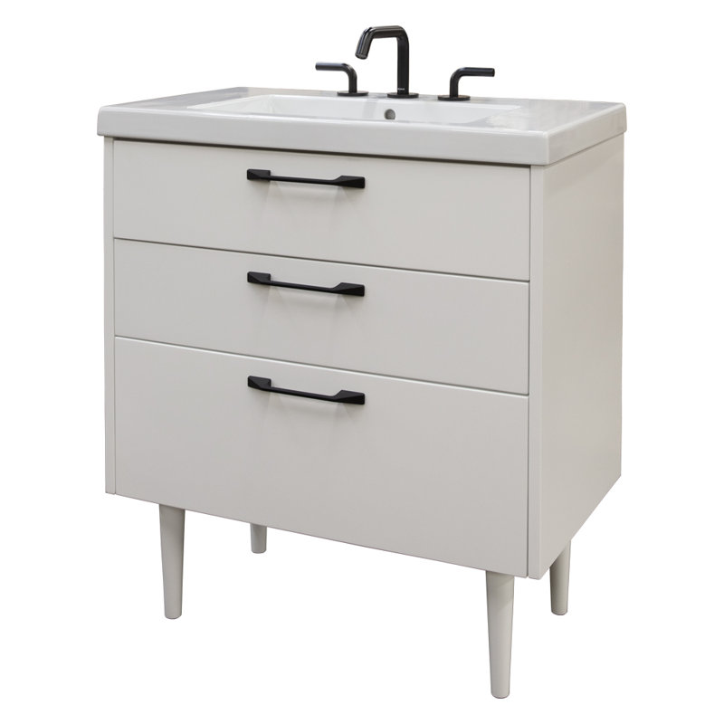 Sofi 31.5'' W Single Vanity, Matte White, Brushed Nickel, Single Hole Faucet