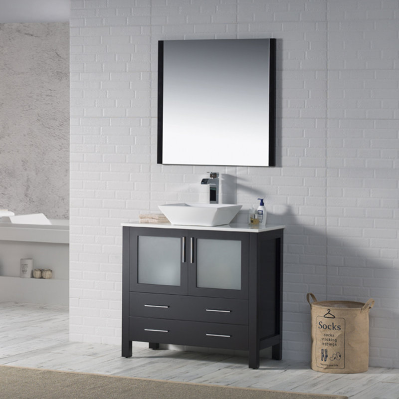 Ensemble de meuble-lavabo simple 36 po Mance, Espresso