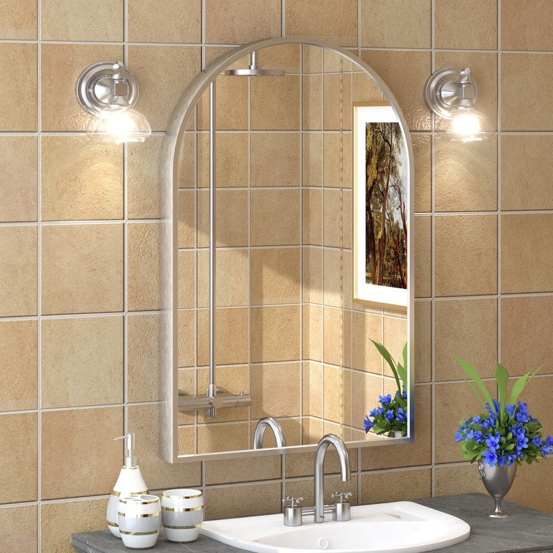Miroir mural Amara, 30 po x 20 po, Argent brossé