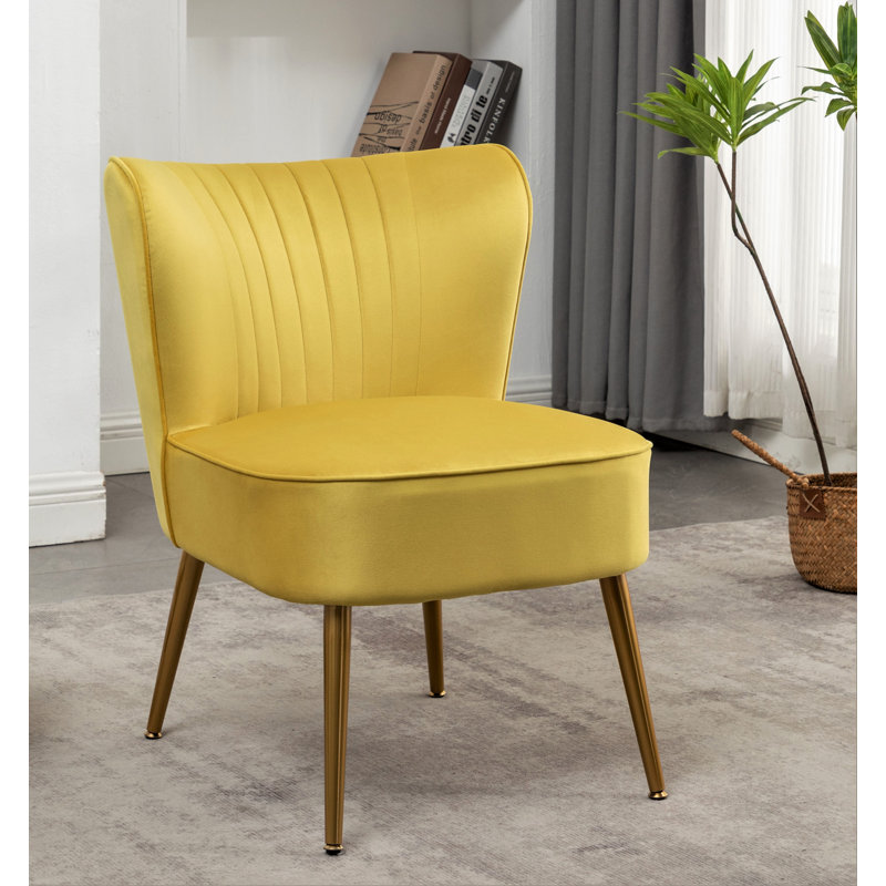 Upholstered Slipper Chair, Yellow
