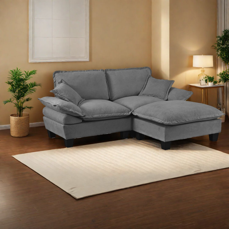 Canapé modulaire confortable en chenille avec repose-pieds, style moderne pour la maison