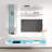Lieb 63" Modern Floating Wall Mounted Entertainment Center with 16-Color LED Lighting, High Gloss Finish-219189920