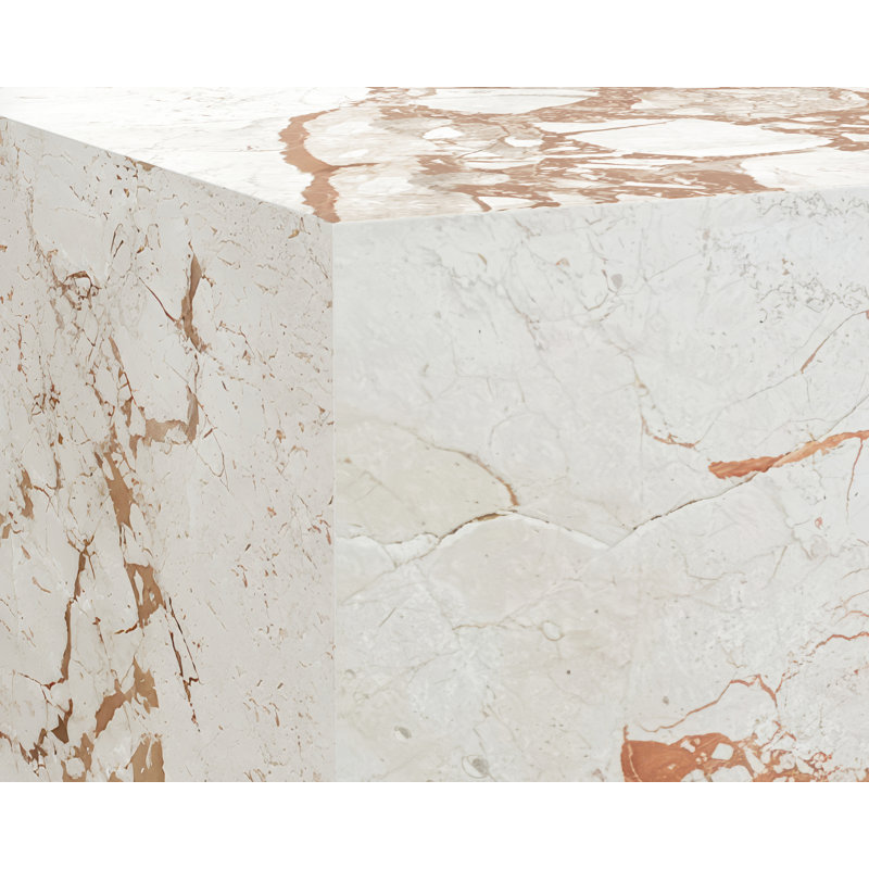 Laros End Table, White/Gold