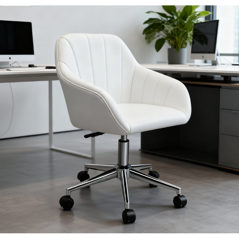 Faux Leather Office Chair, Adjustable Swivel Design For Home Office, Sleek Modern Look & Comfy Seating