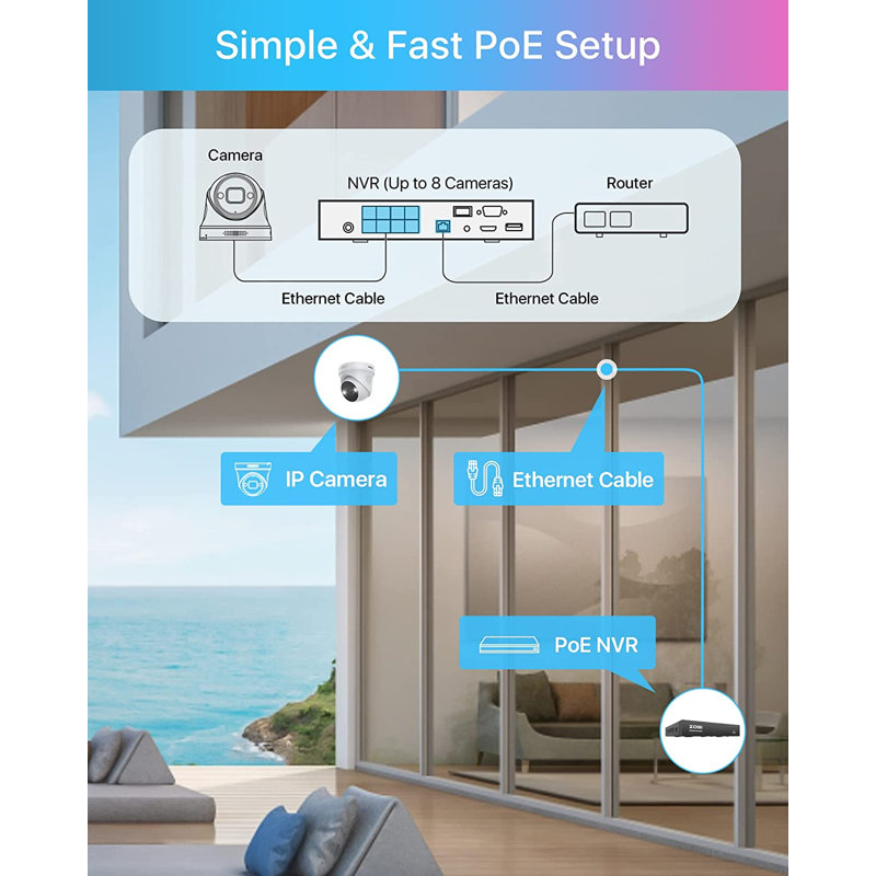8CH 4K PoE NVR Security Camera System with 8MP POE Outdoor Cameras, Spotlight, 2-Way Audio, 2TB HDD