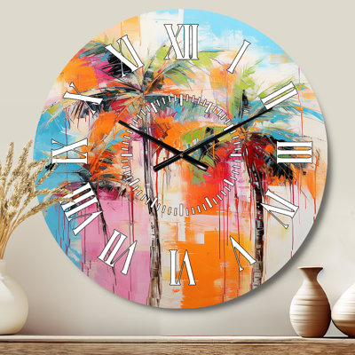 Palm Trees Palm V - Floral White Face Wall Clock