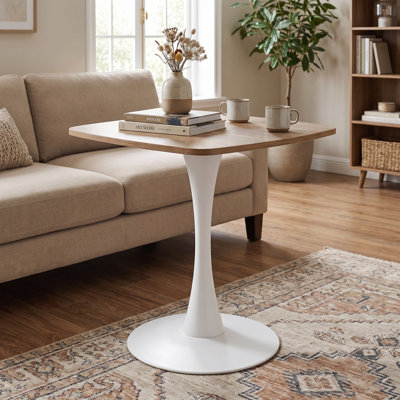 23.6" Square Dining Table,Modern Tulip Bistro Table MDF Top & Metal Pedestal Base for Indoors or Outdoors