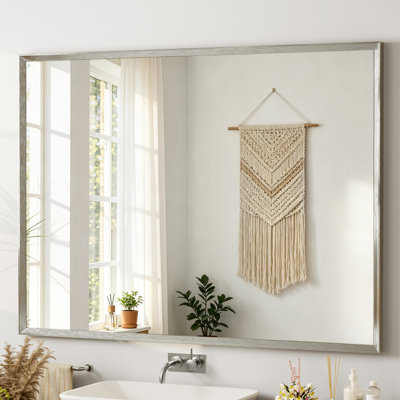 Bathroom Vanity Mirror with Beveled Edge, Tempered Glass Wall Mirror with Rust-Resistant Aluminum Frame for Over Sink, Bedroom, Entryway