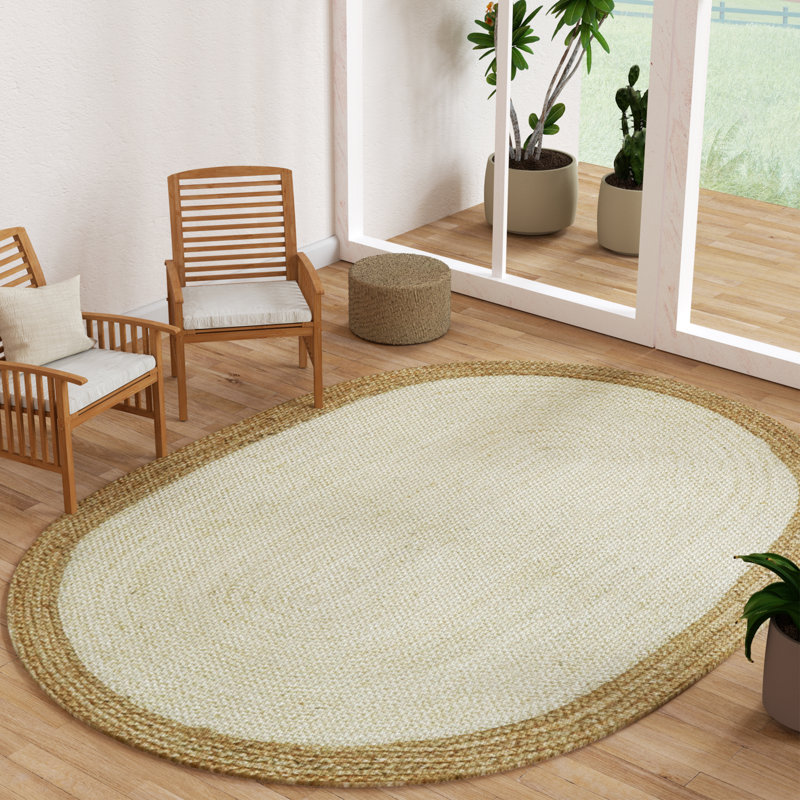 Kayleigh Hand-Braided Jute Area Rug, Oval 5' x 7'