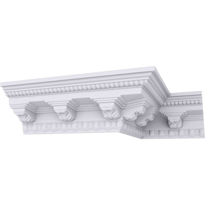 Endurathane Attica Crown Moulding, 3 7/8"H x 3 5/8"P x 5 3/8"F x 94 1/2"L, Factory Primed