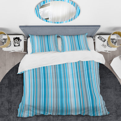 Ensemble de housse de couette en microfibre bleu / gris / blanc 3 pièces