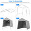 Remise de rangement portative pour l'extérieur, structure en acier robuste avec portes à enroulement et ventilation, 6 x 8 pi, garage et jardin pour motos, VTT et outils, gris-123191112-123191114