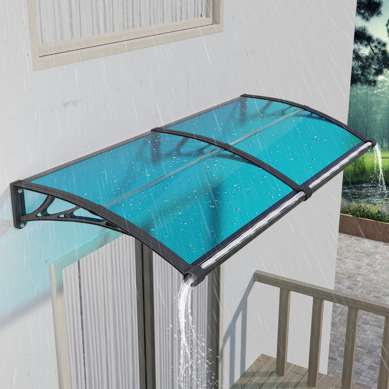 GUANSU-CN Polycarbonate Cover Retractable Door / Window Awning, Blue/Black, 80x120 cm