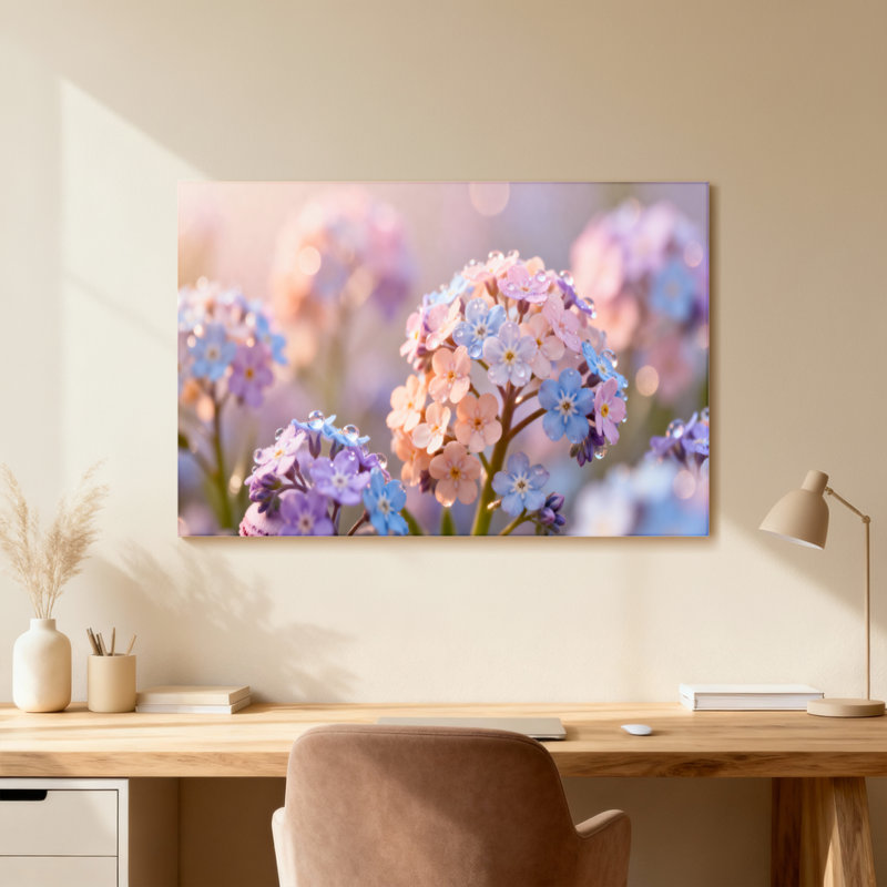 Plantes et fleurs Fleurs pastel flou artistique printemps, H 12 po x l 18 po, Noir, Impression encadrée sans passe-partout