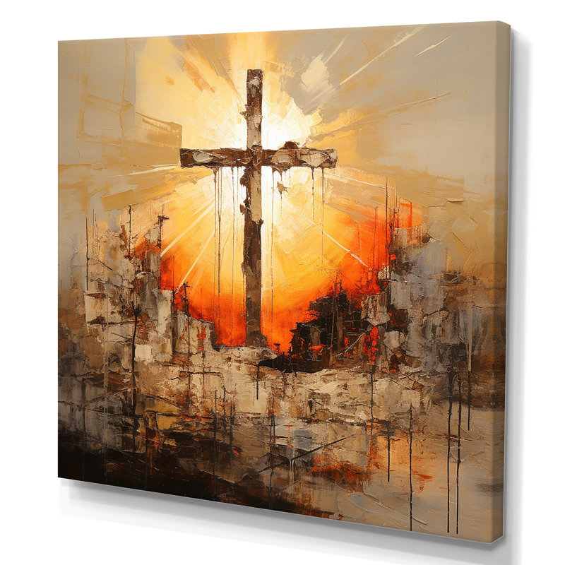 " Religious Minimalism Cross ", 30" H x 30" W x 1" D, Wrapped Canvas
