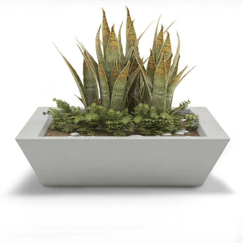 Newport Shallow Concrete Planter , Dover Blue, 6" H x 24" W x 24" D