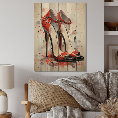 «Black and Red High Heels Symphony I» sur impression sur bois