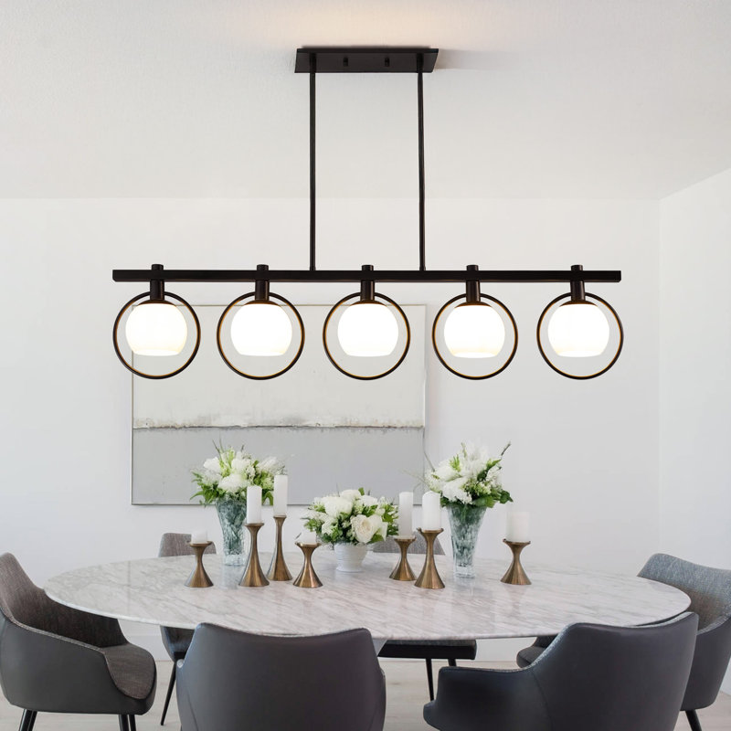 5 - Light  Dimmable Rotatable Linear Chandelier, Matte Black