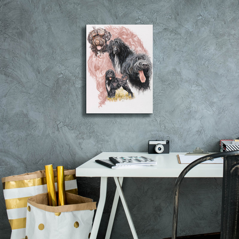 «Chien d'eau portugais» par Barbara Keith, H 16 po x l 12 po x P 0,75 po