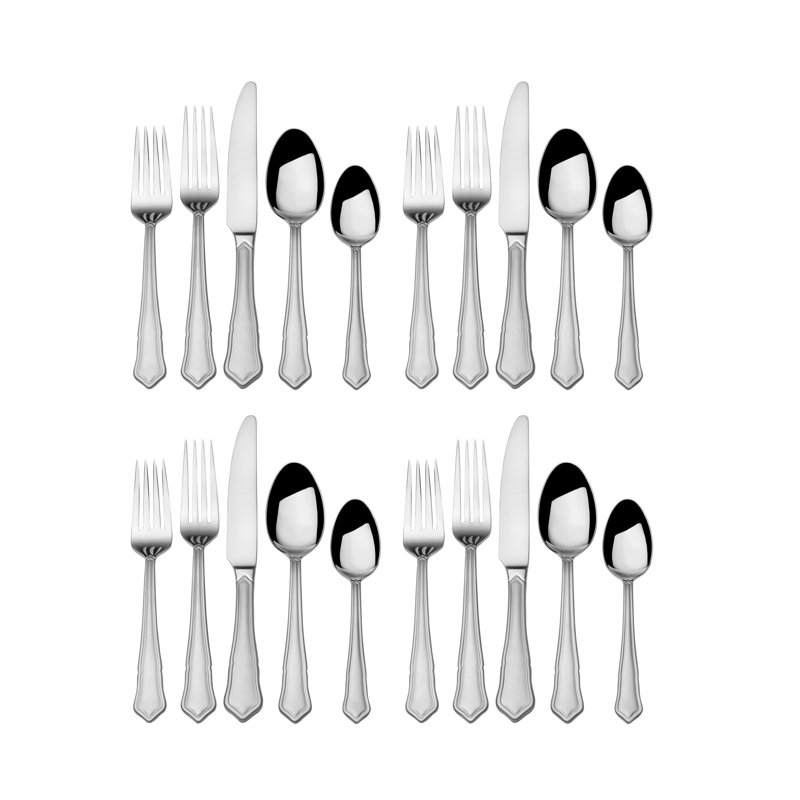 Mikasa Eliza Sandblast 20-Piece 18/10 Stainless Steel Flatware Set, Service For 4