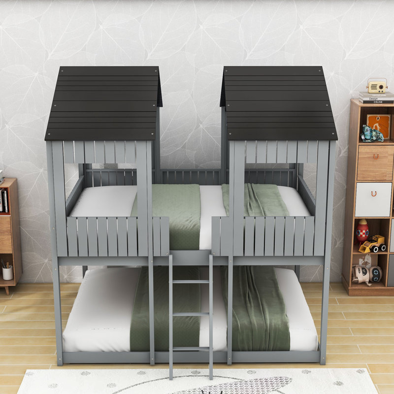 Mirena Kids Full Over Full Bunk Bed, Antique Gray
