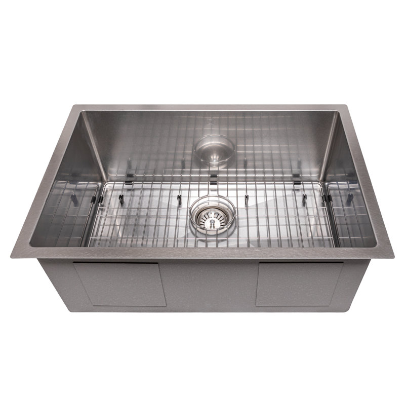 DuraSnow® ZLINE 27" Meribel Undermount Single Bowl Fingerprint Resistant Stainless Steel Kitchen Sink with Bottom Grid