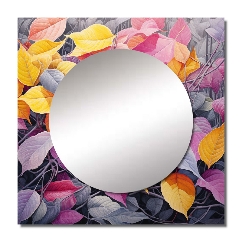 Kyeana - Miroir carré à feuilles pour décoration murale, 36 po x 36 po