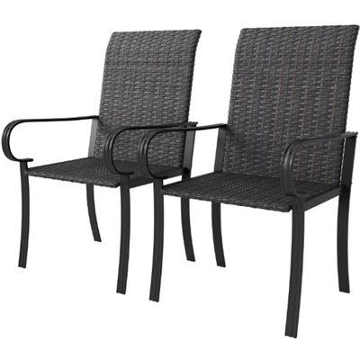 Ensemble de 2 chaises de salle à manger avec accoudoirs, dossier haut et sièges profonds