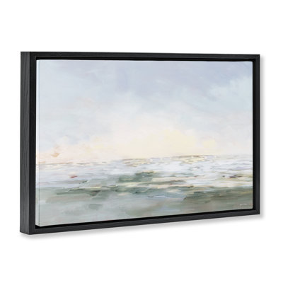 «Ocean Horizon», art abstrait sur toile encadrée flottante brune, par JANE SLIVKA
