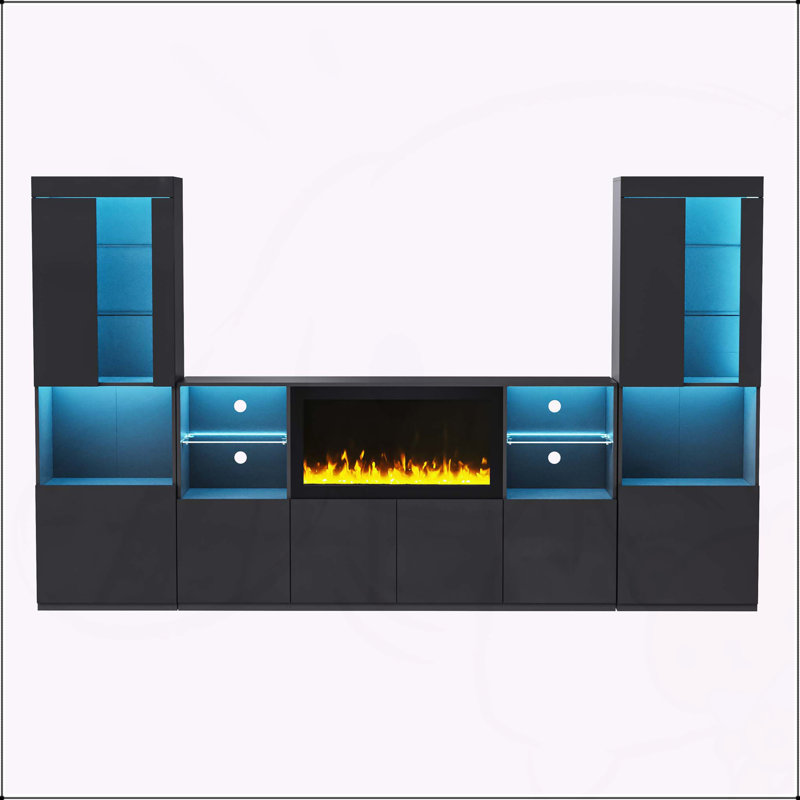 TV Stand with Non-heating Electric Fireplace, Black