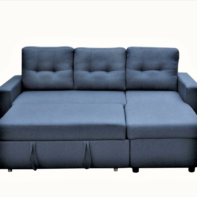 Convertible L-Shaped Sectional Sleeper Sofa Bed, Blue
