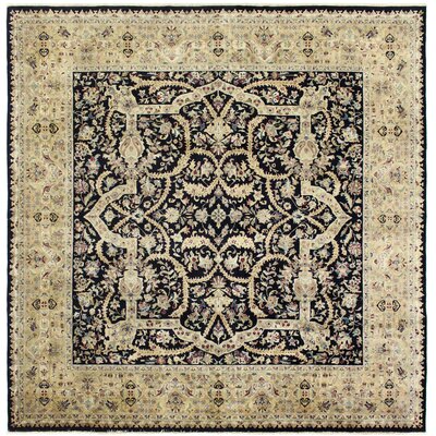 Handmade And Hand-knotted Indo Tabriz S-20 Black-gold Oriental Rug -  Charlton HomeÂ®, DEDB1201B8424FB68ADC2EC224693BAB