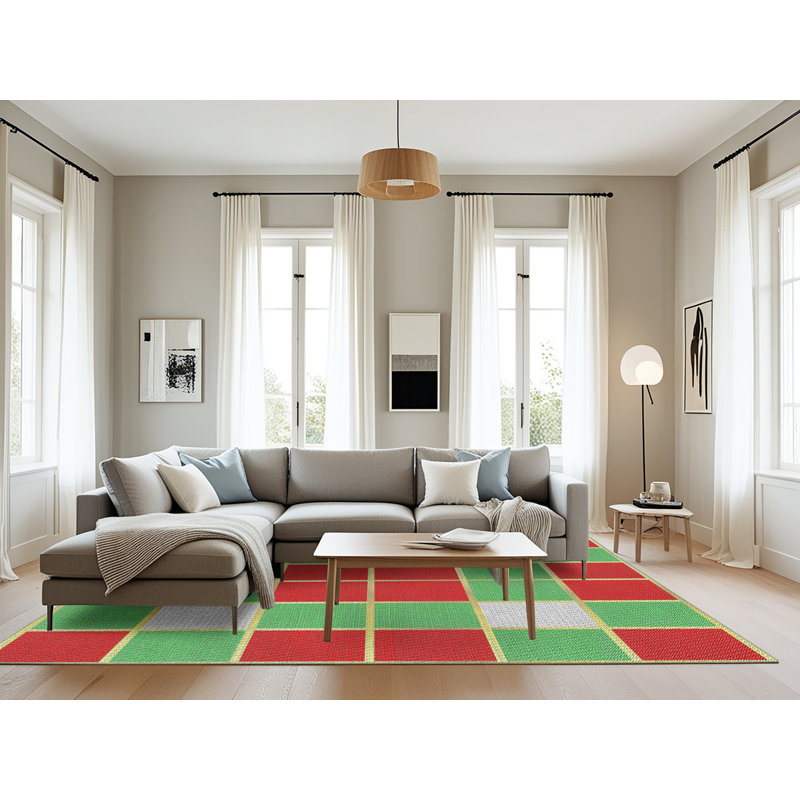 Tapis rouge/bleu marine à motifs, Rectangle 8 pi x 12 pi