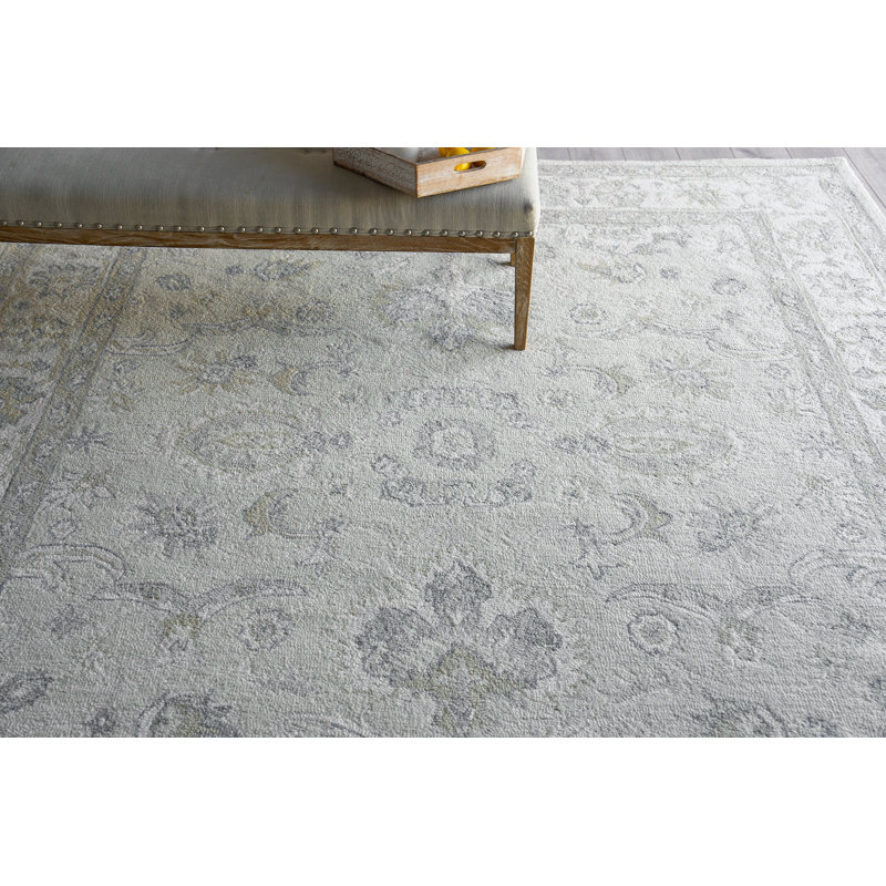 Marietta Oushak Hand Tufted Oriental Area Rug in Ivory/Beige/Blue/Brown, Rectangle 10' x 14'