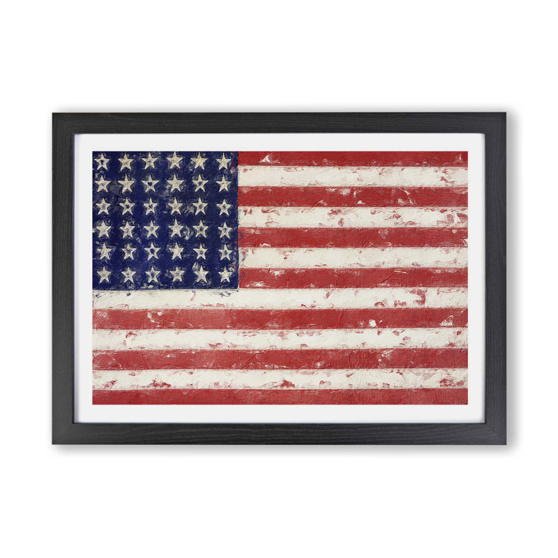 Flag of the United States of America - Framed Print, 62cm H x 87cm W x 2cm D, Black