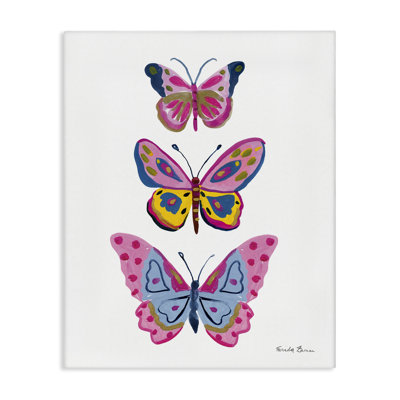  «Three Butterfly Trio», art mural sur toile par Farida Zaman