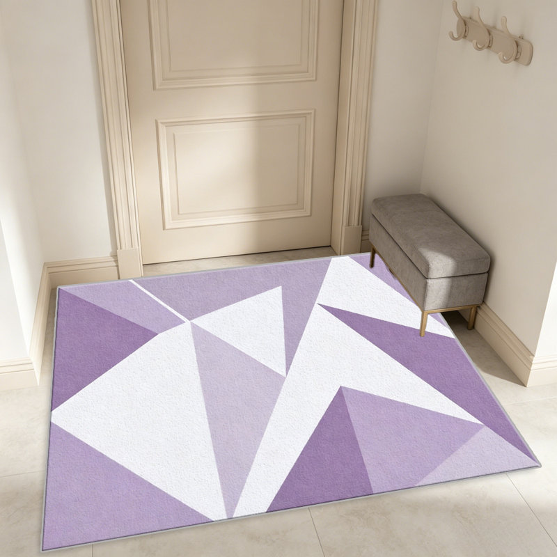 Purple Geometric carpet-easy to clean, machine-washable, soft and comfortable; suitable for door mats, kitchens, living rooms, bedrooms, corridors, and laundry areas. Easy to clean, durable carpet for home decoration.