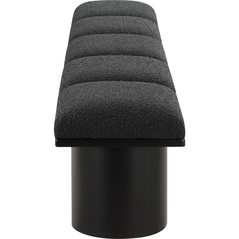 Banc rembourré Horatia, Tissu bouclé noir, H 17,5 po x l 77,5 po x P 18 po, Noir, noir, noir, noir