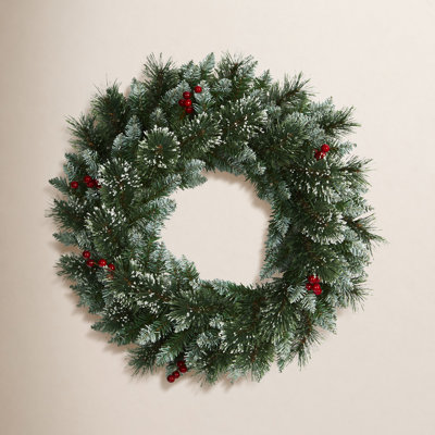 24'' Faux Pine Lighted Wreath