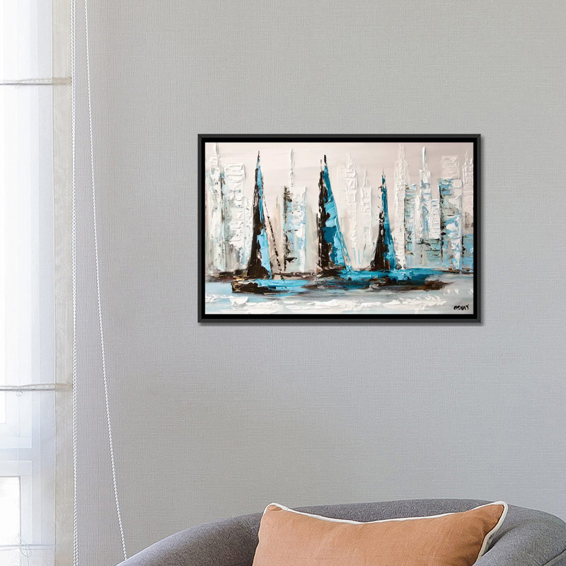 « city of paix », impression sur toile, H 18 po x l 26 po x P 1,5 po, Toile avec cadre noir, Pas de tapis