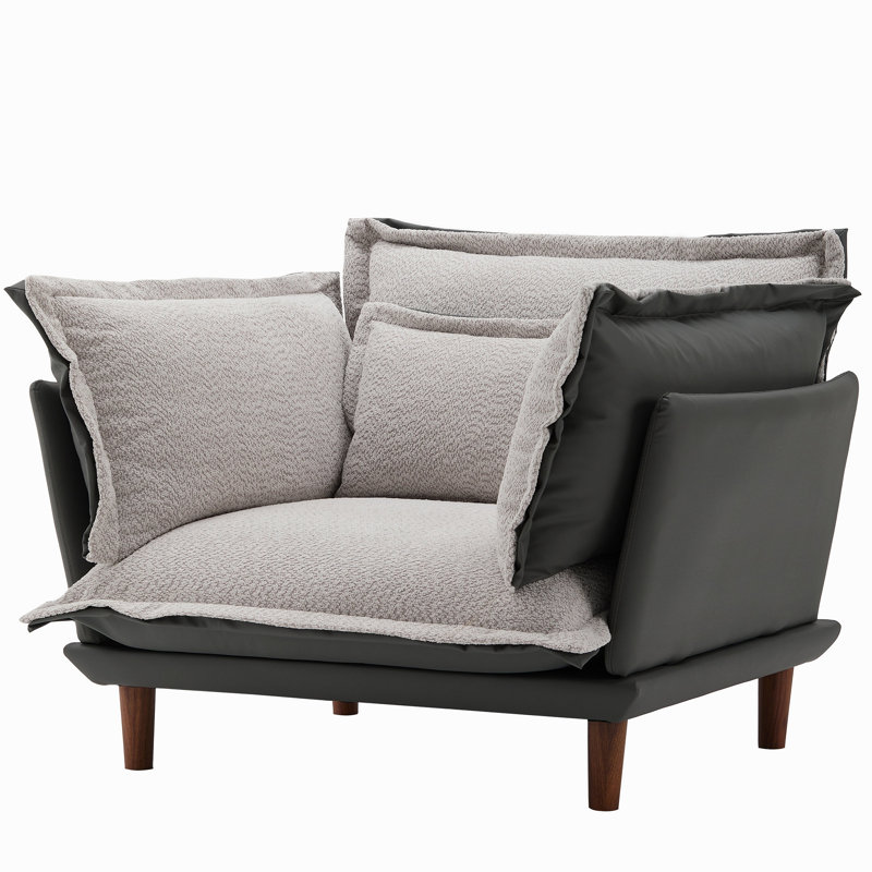 Fauteuil d'appoint surdimensionné en chenille de style moderne avec méridienne simple pour salon, chambre à coucher
