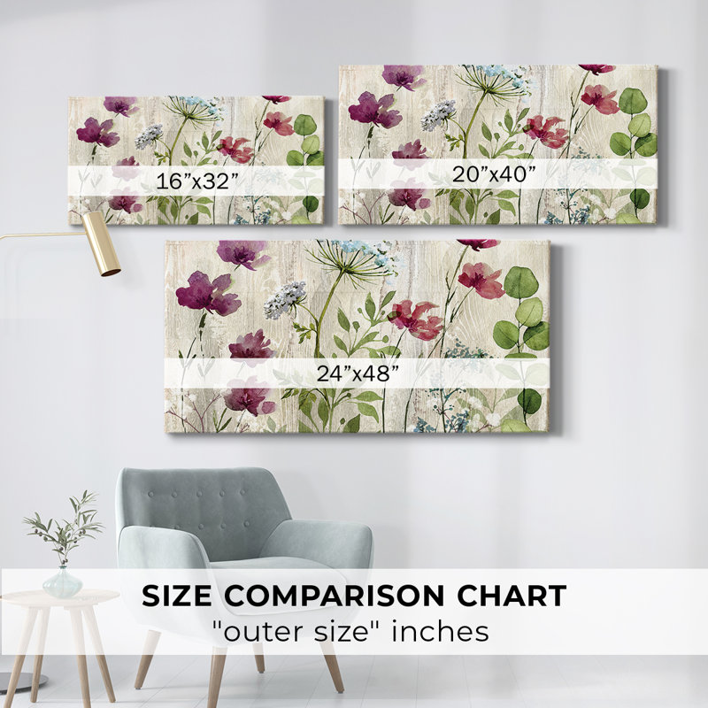 Meadow Flowers I - Toile tendue avec châssis - Prêt à accrocher, H 16 po x l 32 po