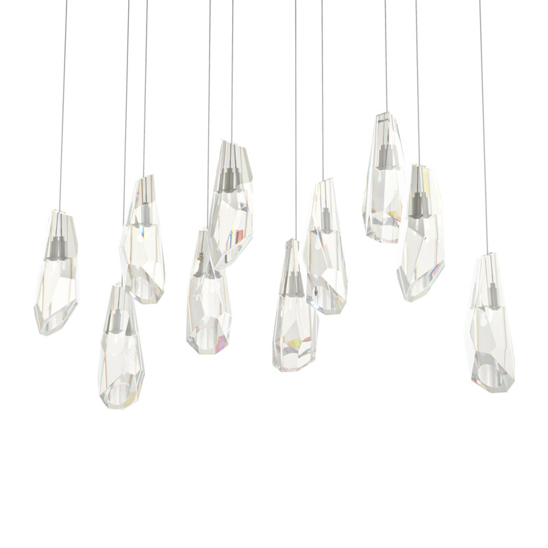 Luma 10 - Light Crystal Pendant, Soft Gold, 130" H