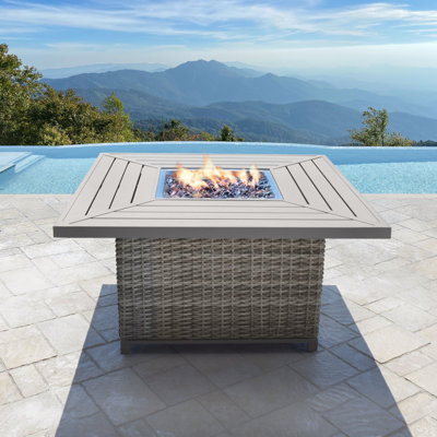Square Aluminum Propane Fire Pit Table